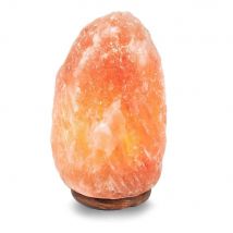 PLUSHOME Lámpara de Sal del Himalaya Natural con Base de Madera - Ambiente Relajante y Saludable