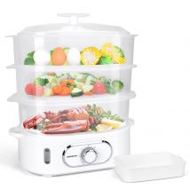 AIGOSTAR Vaporera con Capacidad Total 12L, Temporizador Hasta 60 Minutos,  3 Recipientes Independientes, Soporte Para Cocinar Huevos,Recipiente Para Cocinar arroz.