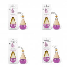 Pack 4 Ambientadores Coche Ambar Zen 🌸 Cerezo en Flor – Difusor de Madera Natural Colgante – Aroma Floral Duradero y Elegante para Vehículo – Modelo Renacer