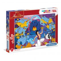Clementoni Aladdin Puzzle 104 piezas, rompecabezas de dibujos multicolores para niños, adecuado para 6 años o más, mejora las habilidades cognitivas y motoras