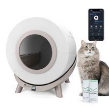 Nobleza - Arenero Autolimpiable Inteligente para Gatos con App, 80L Capacidad, Ideal para Varios Gatos, Incluye 2 Rollos de Bolsas de Basura