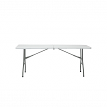 Marbueno Mesa Plegable Rectangular Resina Blanco Estructura de Acero Capacidad 6-8 personas Carga Máxima 150 kg 180X74X74 cm Catering, Jardin, Playa, Camping, Eventos y Terraza 10528