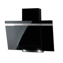 Akpo wk-4 Nero Line Eco 60 black kitchen extractor hood with high suction, CE certified, features adjustable angle and LED light for efficient smoke removal.