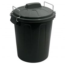 Tradineur - Cubo de basura de plástico, incluye tapa y asas metálicas, contenedor de residuos, papelera, reciclaje, fabricado en España (Gris oscuro - 7 litros - 30,2 x 23 cm)