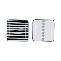 Bidasoa Zigzag Set 2 Bandejas Porcelana Surtidas 15x15cm - Excelente Brillo y Diseño Español