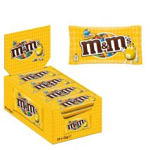 M&M´s bolitas de cacahuete cubiertos de chocolate con leche 45g caja 24 bolsitas