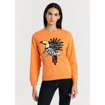 LOIS JEANS - Sudadera manga larga cuello caja con grafica lentejuelas tropical