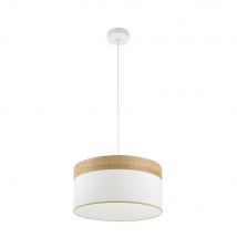 Fabrilamp Colgante Cloe 1xe27 Blanco/blanca-madera Clara Regx40x40 cm
