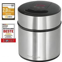 Proficook PC de ICM 1140 Heladera Eléctrica 3 en 1 para Helado, Yogur y Sorbet con Pantalla LED y Acero Inoxidable