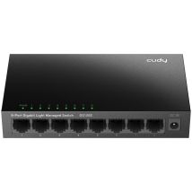 Cudy Gigabit Switch 8 Puertos, Fácil Gestión, Plug & Play Escritorio/Montaje en Pared, Metal Resistente con Puertos Blindados, Compatible con QoS, Vlan, IGMP y DHCP, GS108E