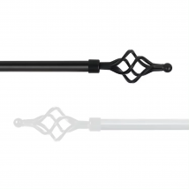 Barra de Cortina Extensible, Barra Universal Decorativa de Metal Color Blanco y Negro 19 mm Diámetro, Tamaños 70-140/120-210/160-300cm