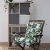 REINO MANSIDI Pack 2 Cojines con Respaldo para Sillas de Terraza. Cojines Acolchados de Alta Calidad para Sillones de Interior y Exterior. Rama Verde