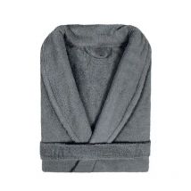 Albornoz Rizo de Algodón Absorbente y Esponjoso para Baño y Ducha. Talla S, M, XL. 80% Algodón. Gris