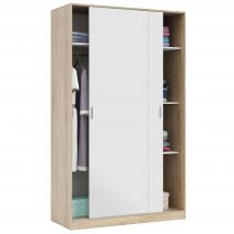 Armario Max 2 puertas Correderas en Color Blanco Artik y Roble Canadian 200x120x50 cm