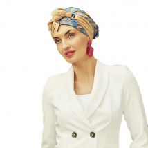 Christine Headwear Sienna Boho Spirit Turban Set Blue Toffee Garden 3036-0866 Set de Turbante + Cinta - Pañuelo Gorro Oncológico de Diseño para la Cabeza