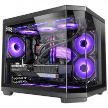 Mars Gaming MC-3TCOREM, Caja Gaming Custom Micro-ATX, Triple Ventana Cristal Templado, Diseño Cámara Dual Lateral, Soporte Refrigeración Líquida 360mm, Gestión Cableado, PC Minitorre, USB-C, Caja PC