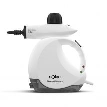 Solac - Limpiador a Vapor de Mano 1200W. Vaporeta a 3 Bares de presión capacidad 175ml con deposito gel hidroalcohólico. Multiusos Tapicería de Coche, Hogar, Cocinas, Alfombras, Cristales, Sofá