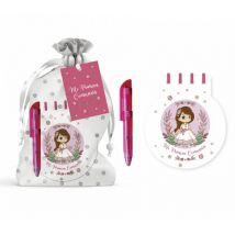 Disok Lote de 12 a 24 LIBRETAS + BOLI EN BOLSITA MI 1ª COMUNIÓN NIÑA - Detalles Originales para Comuniones Recuerdos Invitados Regalos Mujeres Invitados Niños