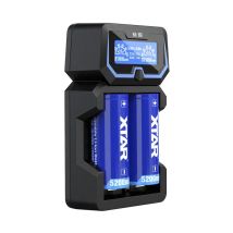 Xtar - charger for lithium ion and ni-mh batteries, professional and fast, reactivation of deep discharge and 0 v cells, 2 cells, model: x2