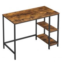 VASAGLE Escritorio, Mesa de Ordenador, con 2 Niveles de Estante a la Izquierda o a la Derecha, para Oficina, Dormitorio, Estructura de Acero, Industrial, Marrón Rústico y Negro/Greige y Negro/ Negro