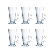 Arcoroc Latino - Juego de 6 Tazas de Vidrio Transparente de 29CL, Resistente y Saludable
