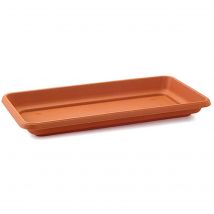 Tradineur - Plato jardinera de 80 cm plástico, marrón, macetero, maceta para plantas y flores rectangular de plástico.  6 x 36,5 x 77,5 cm