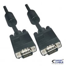 Nanocable - cable svga con ferrita de 15m hdb15/m-hdb15/m - para monitor, proyectores, pizarras, etc