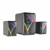 Mars Gaming MS-H21, Altavoces Gaming RGB 2.1 y Subwoofer 35W, Sistema Drivers Invertidos 3D