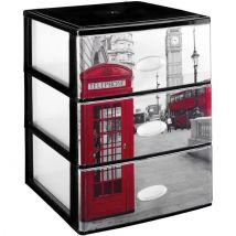 COM-FORT HOUSE  Cajonera Apilable de Plástico Efecto Cristal  Modelo Londres  Color Negro