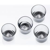 Set 4Pcs Vasos De Agua 0,345L Cristal Logo Inferior Negro Casa Benetton