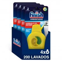 Finish 4x Ambientador Lavavajillas Limón, Evita Mal Olor, Aroma Fresco Lima Limon, Frescor