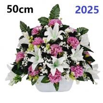 Centro de Flores para Cementerio Gerimport - Ramos de Flores para Todos los Santos - Flores Artificiales de Tela - Ancho 30cm - Alto 30cm - Personalizar Color y Medida - Contacto Directo con Nosotros