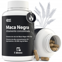 Maca Negra Andina Pura 32.000mg Ultraconcentrada | 20:1 | Potencia Energía | Mejora Rendimiento, Memoria y Ánimo | 140 Cápsulas Veganas de Alta Potencia | NUTRIBRAIN