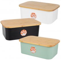Cofan Panera con tapa de bambú | Tapa y tabla de corte | Color: blanco, negro o verde con madera | Gran capacidad de 6,5