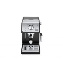 Delonghi - Cafetera de Bomba Tradicional con Capuccino System. Filtro profesional y bandeja antigoteo. 15 bares de presión, capacidad de 1,1L, 1100W. Modelo ECP 33.21 Negro y Plata