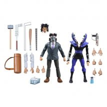 Tortugas Ninja (dibujos animados) pack de 2 figuras traje de negocios Casey Jones y soldado de pie dividido 18 cm