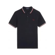 Polo Fred Perry Twin Tipped Hombre Azul - Ribete con Dos Franjas - Tejido de Piqué de Algodón