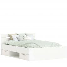 Cama de Matrimonio con Cajones Inferiores Michigan Color Blanco disponible en 135cm o 140cm
