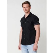 Koroshi Camisa de algodón manga corta elegante para Hombre en color negro