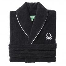 Albornoz m/l 360gsm 100% algodón negro black & white CASA BENETTON