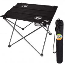 Aktive - Mesa plegable camping de tela, color negro, 61x50x51 cm, uso exterior, tablero removible, estructura plegable, soporta 30 kg, estructura de acero, tablero de poliéster, topes antivuelco, 2