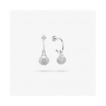 Radiant - Colección Shell - Pendientes Huggies de Plata para Mujer, Plata bañada en Oro de 24 quilates. Por motivo de Conchas. Diseño elegante y sofisticado.