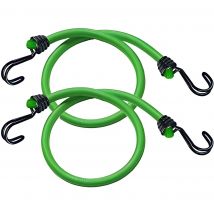 Tensores Elásticos Master Lock 3021EURDAT - Paquete de 2 - Cuerda de 80 Cm - Gancho Invertido - Verde