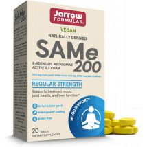 Jarrow Formulas SAMe 200 - 200 mg de SAMe (S,S) Activado, 20 Comprimidos Entéricos para Bienestar Hepático y Estado de Ánimo