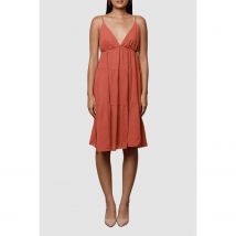 Vestido mujer tirantes finos ajustables, diseño vuelo capas, corte mini, escote pico, estilo veraniego fresco, color naranja, talla única, ideal looks casuales cómodos y versátiles ✅Entrega 24/48h