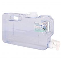 Tradineur - Dispensador de bebidas de plástico 4,2 litros con grifo y asa 20,5 x 7,5 x 39 cm, botella dispensadora agua para frigorífico, tanque, garrafa reutilizable con grifo para nevera