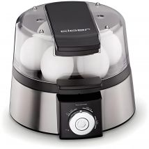 Hervidora de Huevos Eléctrica Cloer para 7 Huevos - Función de Cocción Continua - Señal Acústica - 3 Insertos para Huevos Escalfados - 435 Vatios - Acero Inoxidable