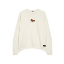 Sudadera  Kaotiko Crew Washed Dachshund Hombre Blanco