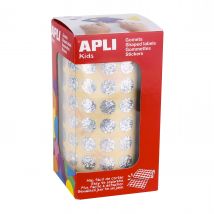 Apli Rollo de Gomets Redondos Holográficos - Tamaño ø 10.5mm - Adhesivo Permanente - 5192 Gomets por Rollo - Ideal para Desarrollar Habilidades Infantiles