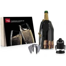 Vacu Vin Juego de 3 Accesorios para Champán - Cubitera, Tapón y Servidor Conservador - Abridor de Botellas